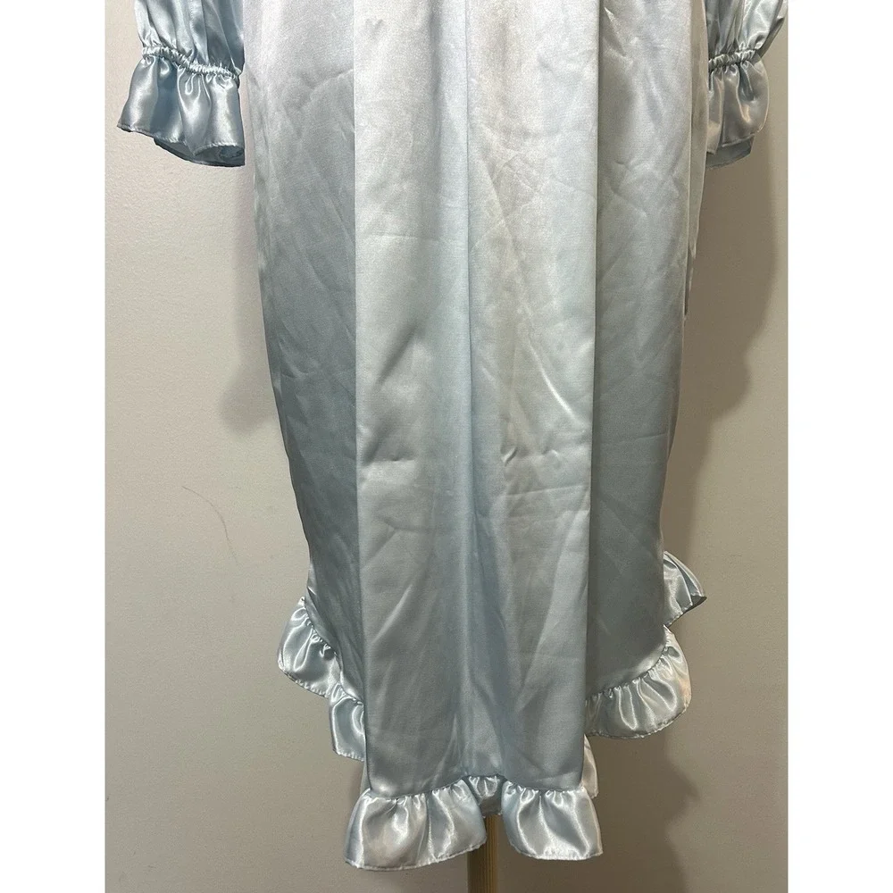 Partners Intimates Nightgown Medium Blue Lace Embroidered Victorian Grannycore